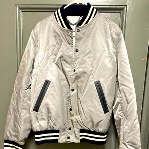 Silver varsity jacket